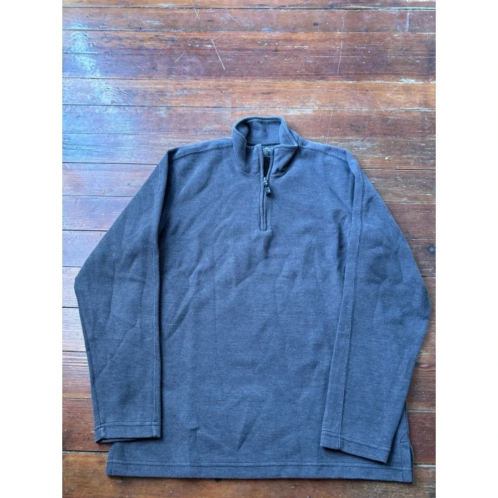 Eddie Bauer Mens‎ Gray Heather Quarter Zip Fleece Pullover Sweater Jacket Medium